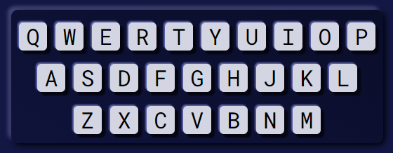 White letter tiles arranged in a qwerty layout